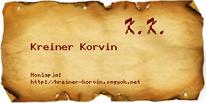 Kreiner Korvin névjegykártya